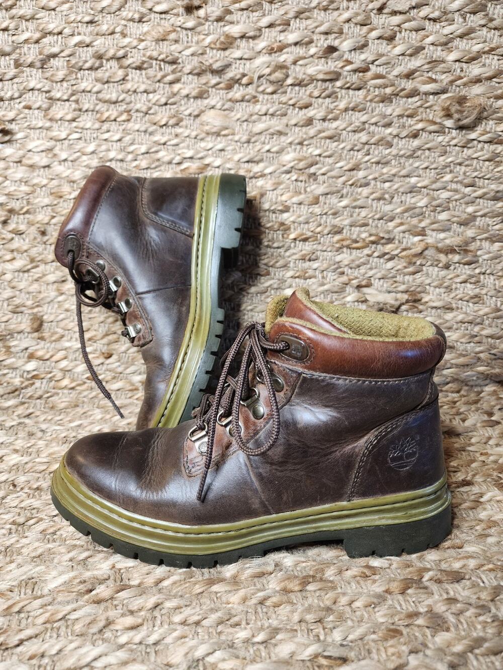 Timberland Brown Leather Boots Women's Size 5.5M Outdoor Hiking Workwear